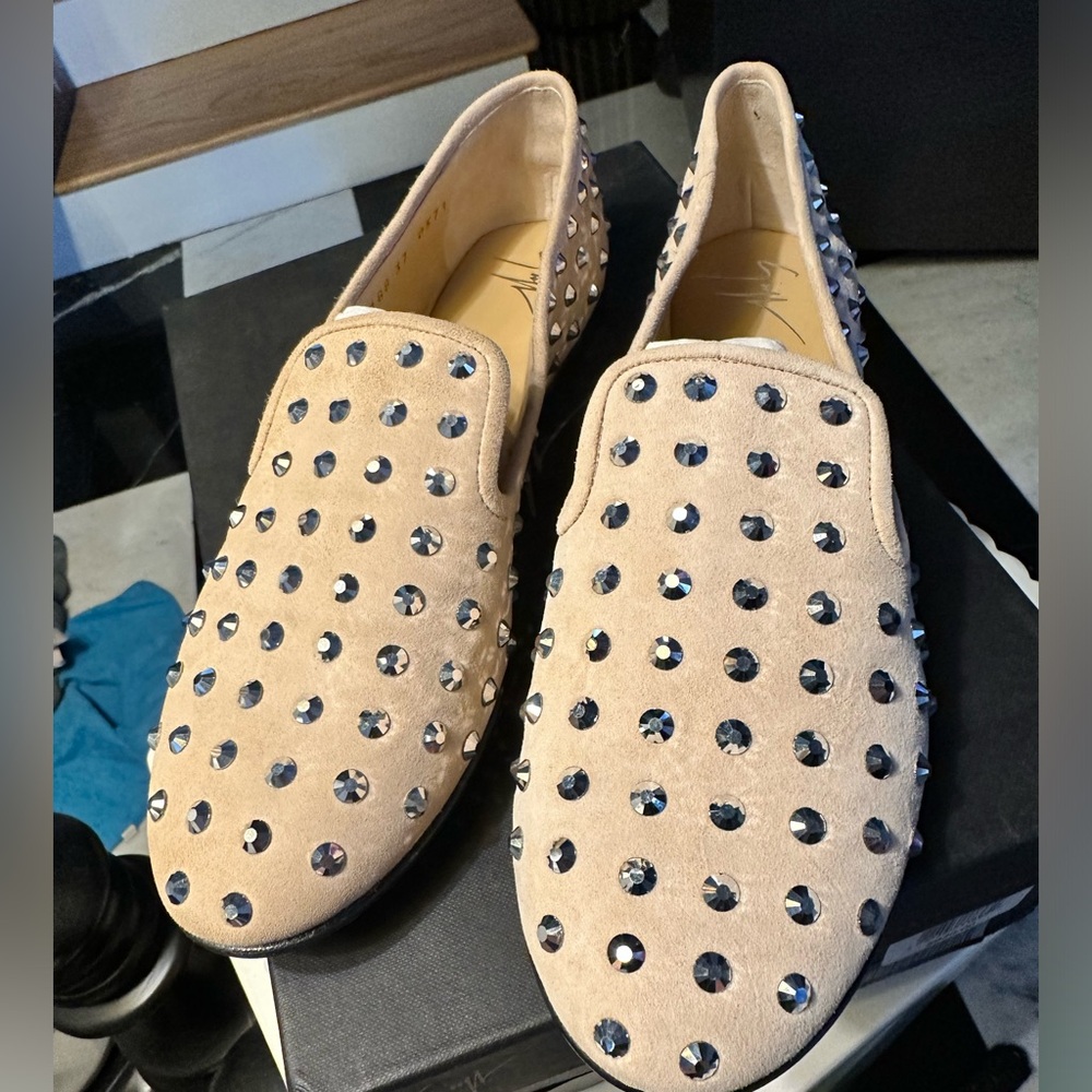 Giuseppe Zanotti Dalia Rosy studded loafers flats 37 NEW